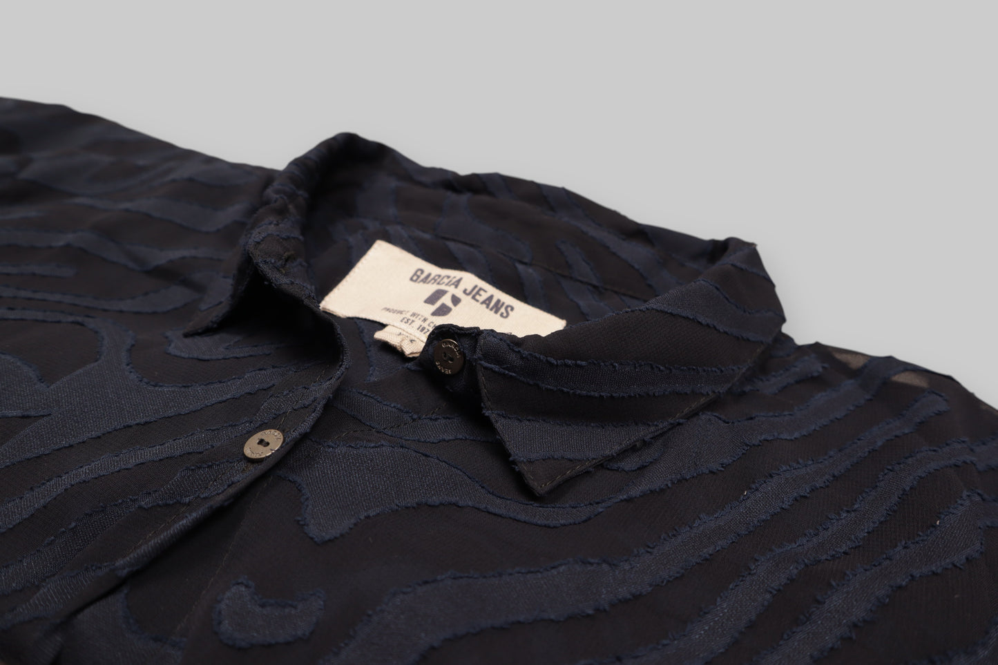 Garcia Jeans Women’s Burnout Velvet Shirt Dress – Navy Blue