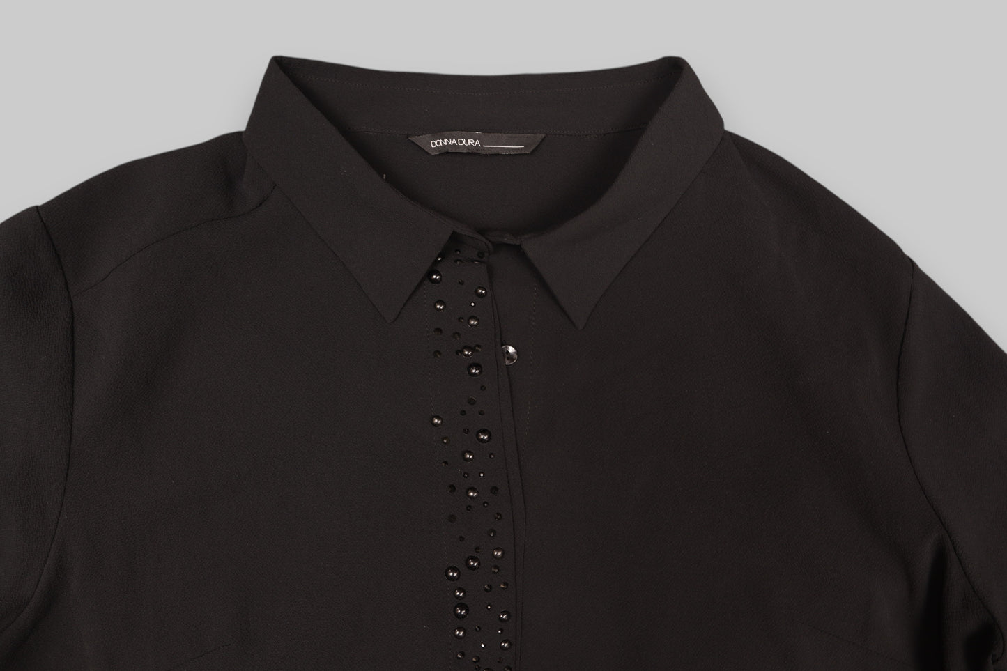 Comma Women’s Black Tunic Shirt with Rhinestone Detail