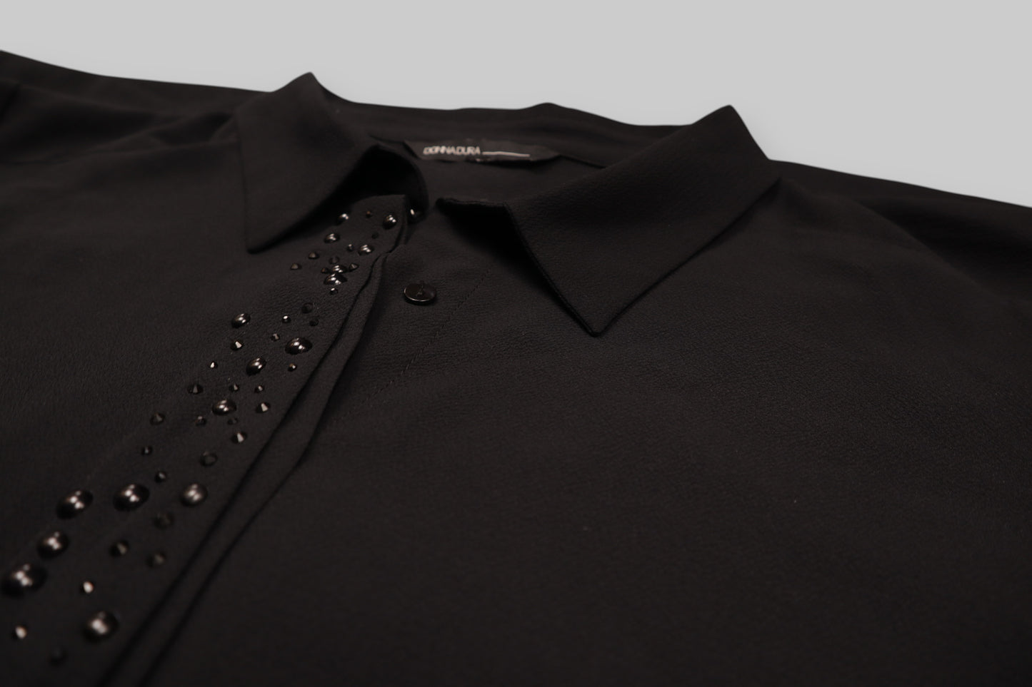 Comma Women’s Black Tunic Shirt with Rhinestone Detail