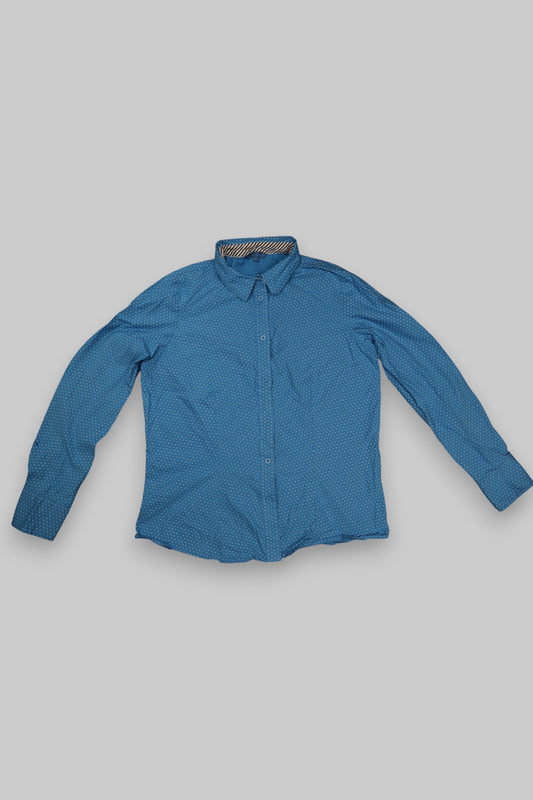 Human Nature Men’s Blue Geometric Print Long-Sleeve Shirt – Size XL