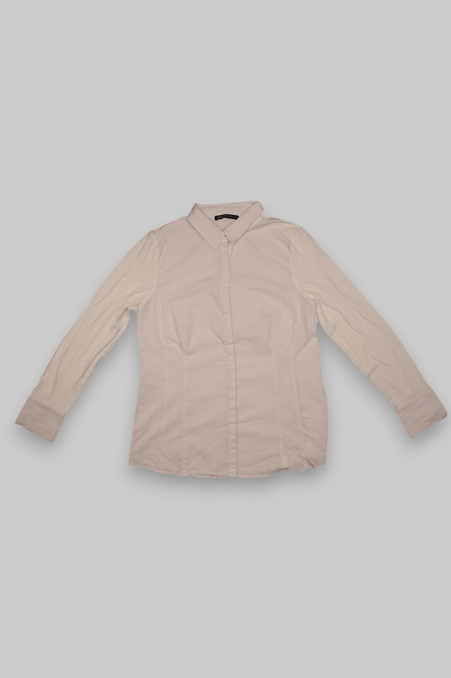 Expresso Women’s White Fitted Button-Up Shirt – Long Sleeve, ECOVERO™ Viscose