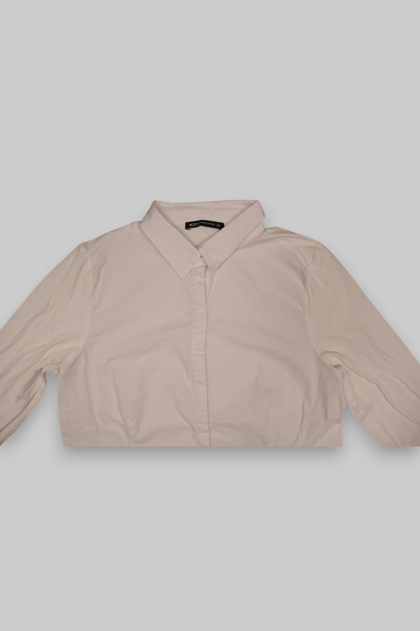 Expresso Women’s White Fitted Button-Up Shirt – Long Sleeve, ECOVERO™ Viscose