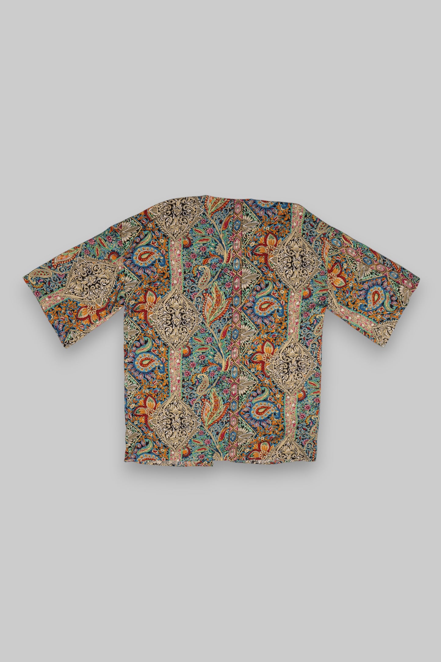 Unisex Open-Front Kimono Jacket – Multicolor Paisley Print, Size L