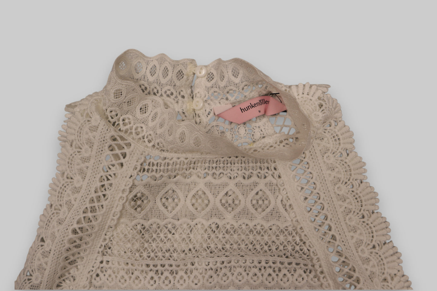 Hunkemöller Off-White Crochet Lace Vest with Ruffled Collar – Size M