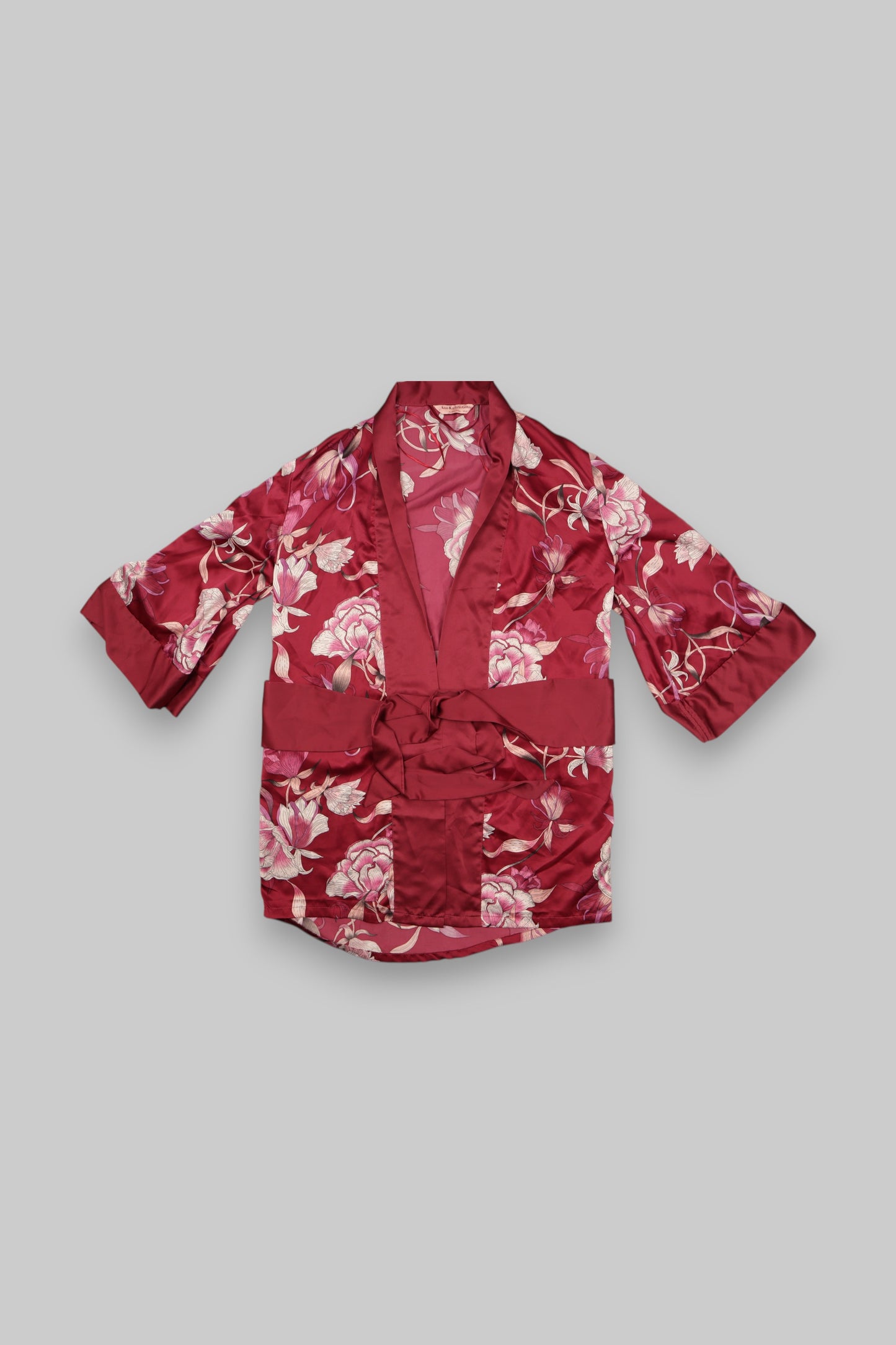 Hunkemöller x Ann-Kathrin Götze Deep Burgundy Floral Satin Kimono Robe – Size L