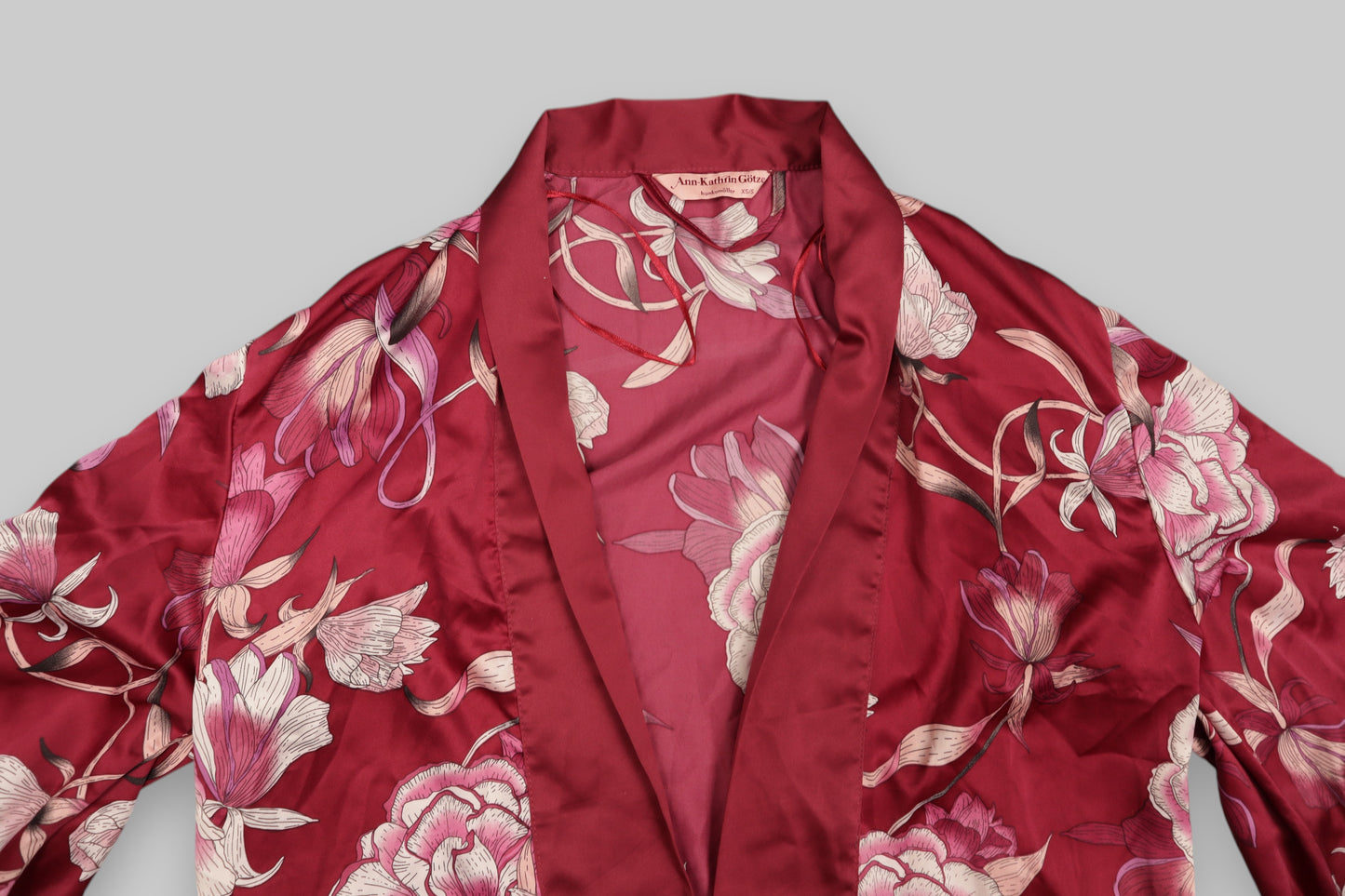 Hunkemöller x Ann-Kathrin Götze Deep Burgundy Floral Satin Kimono Robe – Size L