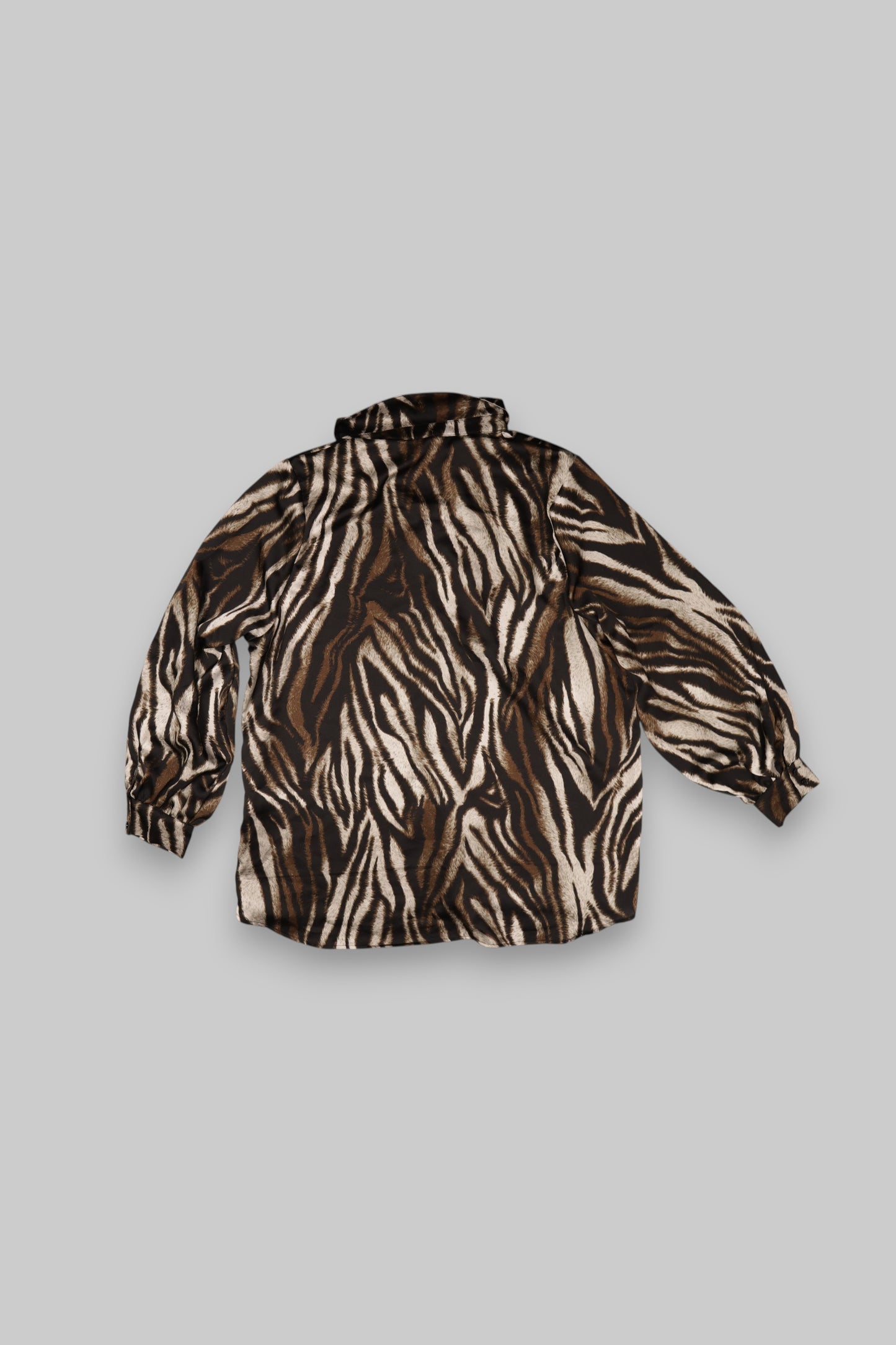 Zebra Print Long-Sleeve Shirts – Brown, Black & Cream – Size L