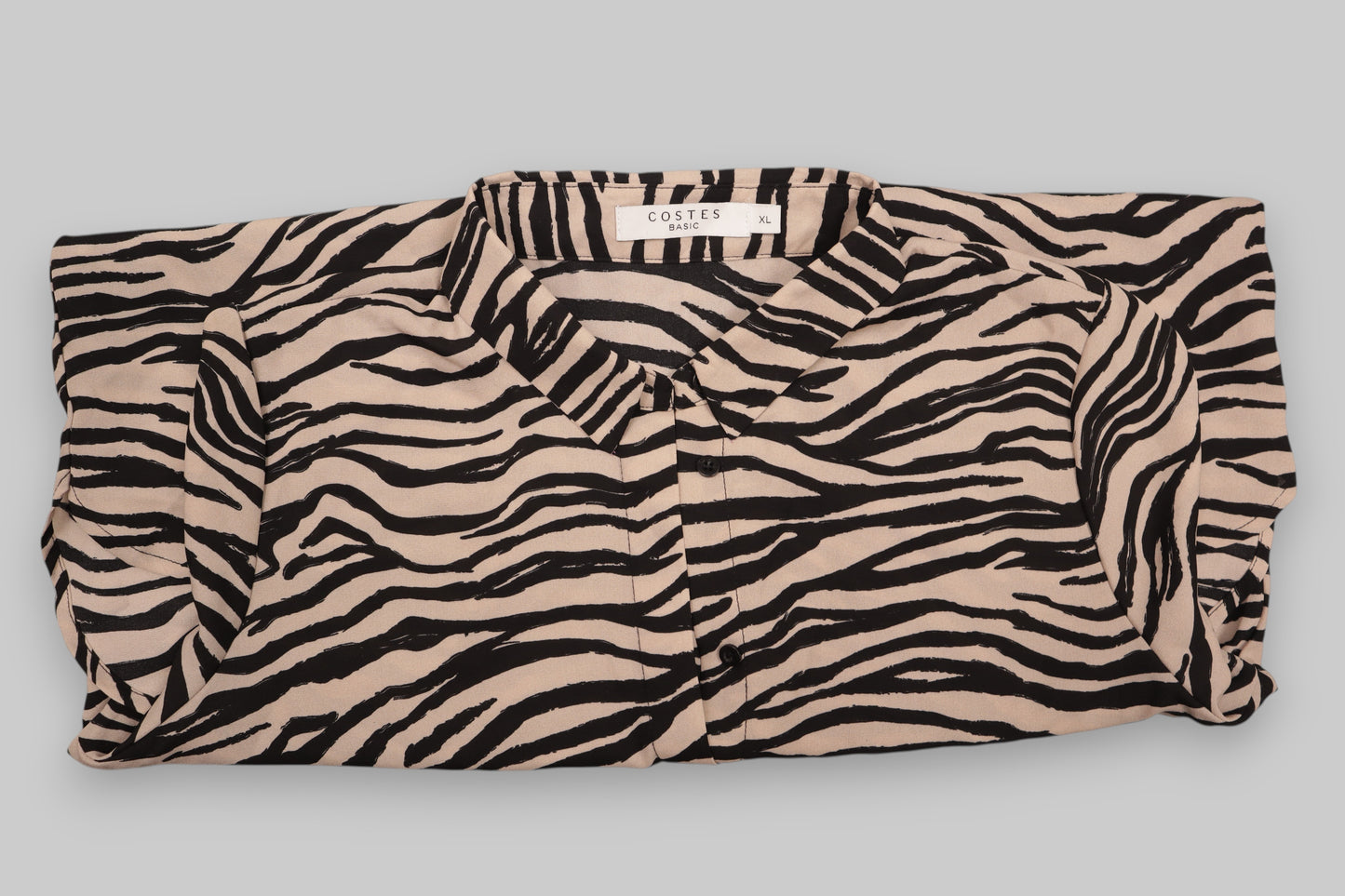 Costes Basic Zebra Print Shirts – Beige & Black – Size XL