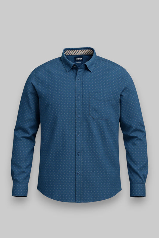 Human Nature Men’s Blue Geometric Print Long-Sleeve Shirt – Size XL