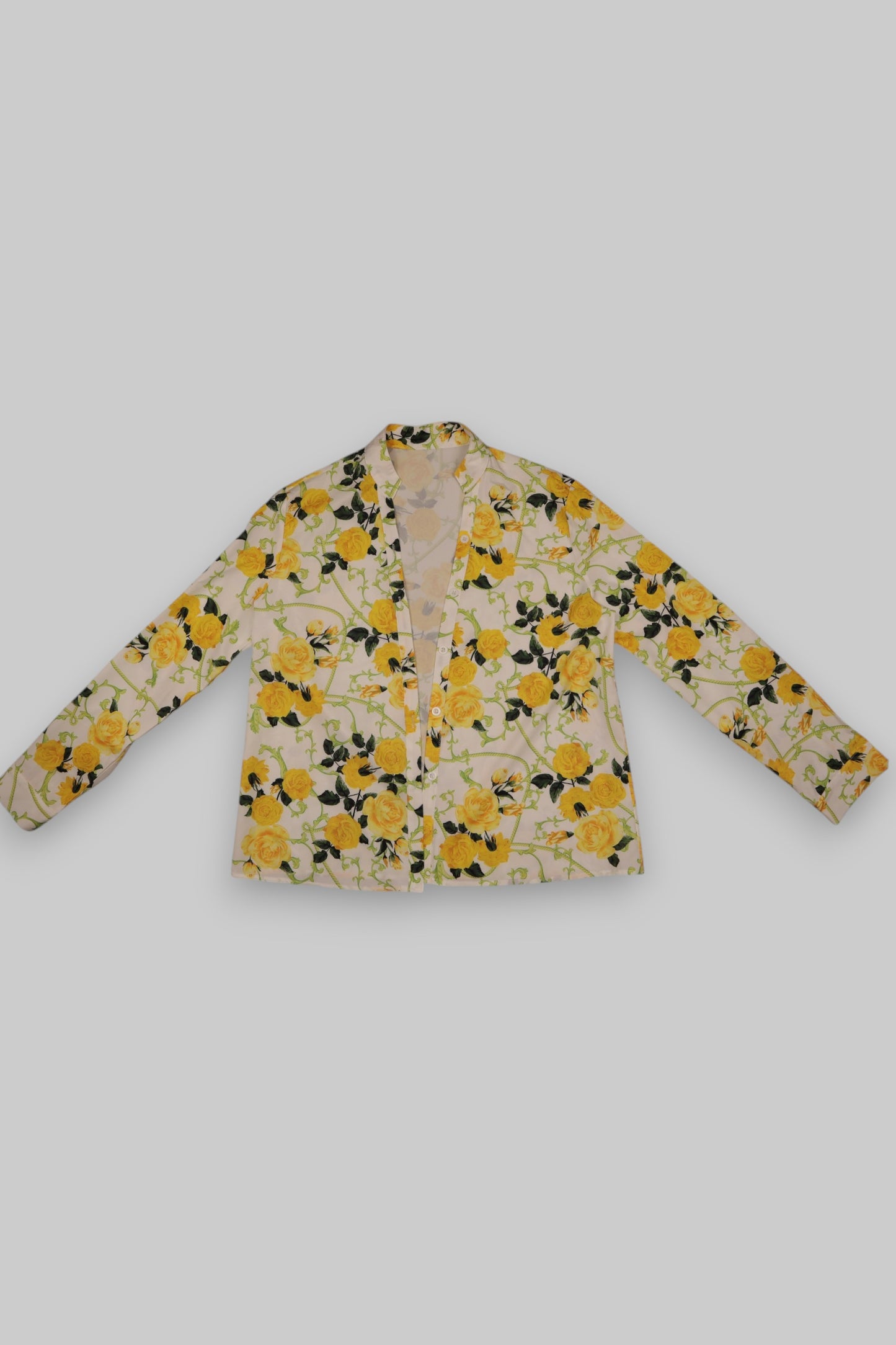 Women’s Floral Yellow Rose Blazer – Cream Base,