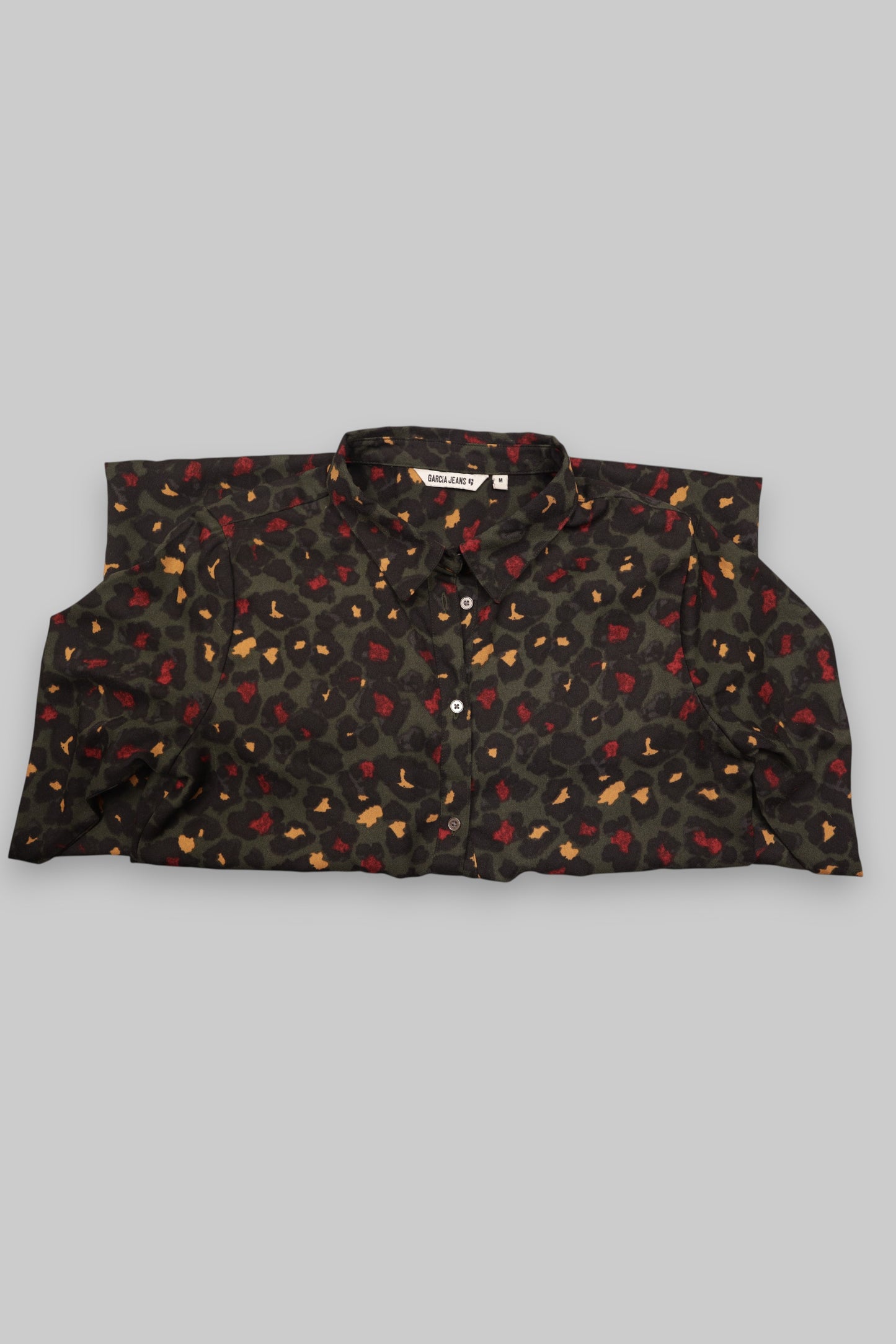 Garcia Jeans Shirt Dress – Abstract Leopard Print (Size S) Bold Print. Flattering Fit.