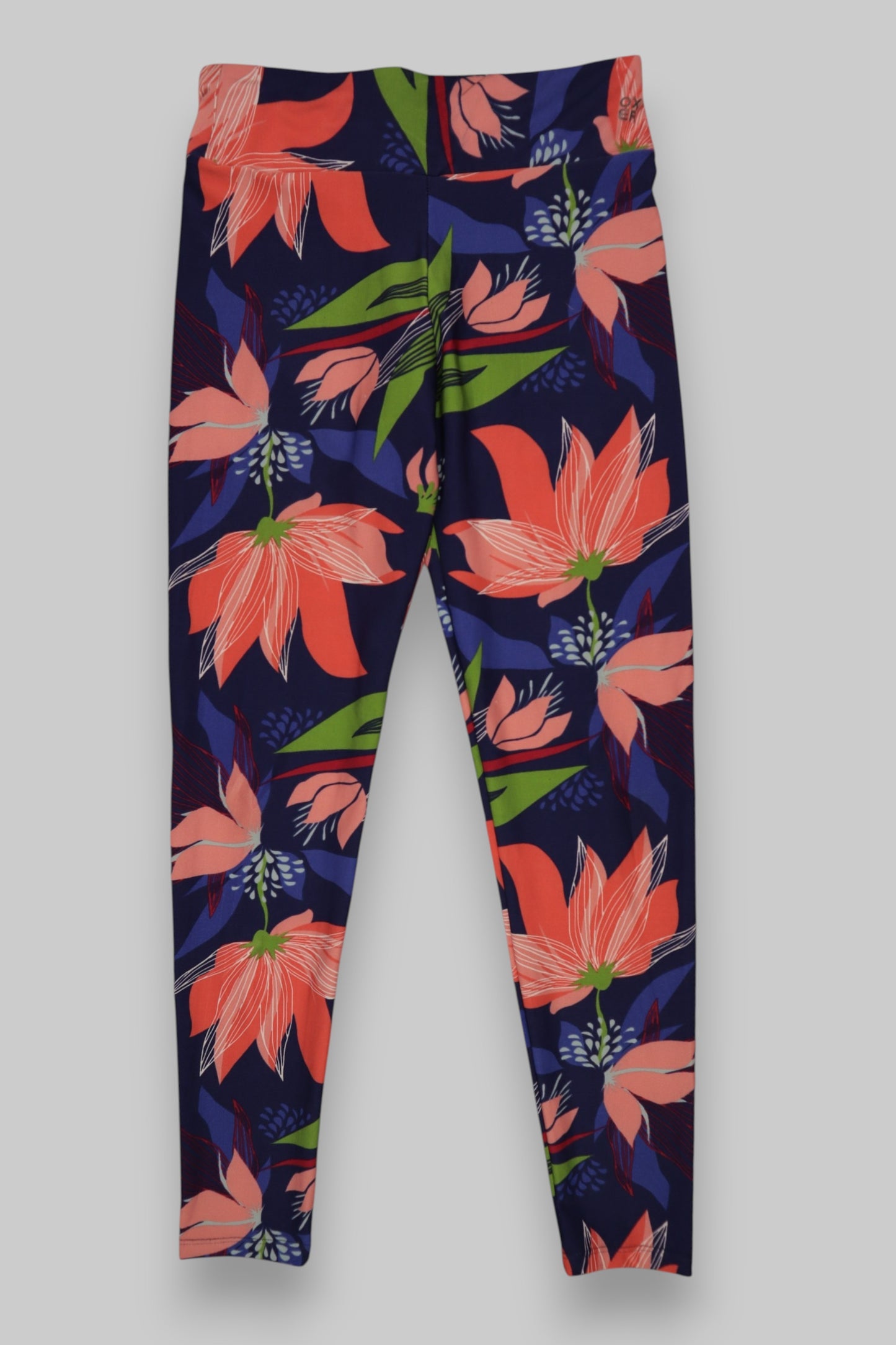 Oxer Performance Floral Athletic Leggings – Navy & Coral (Size P / Small)