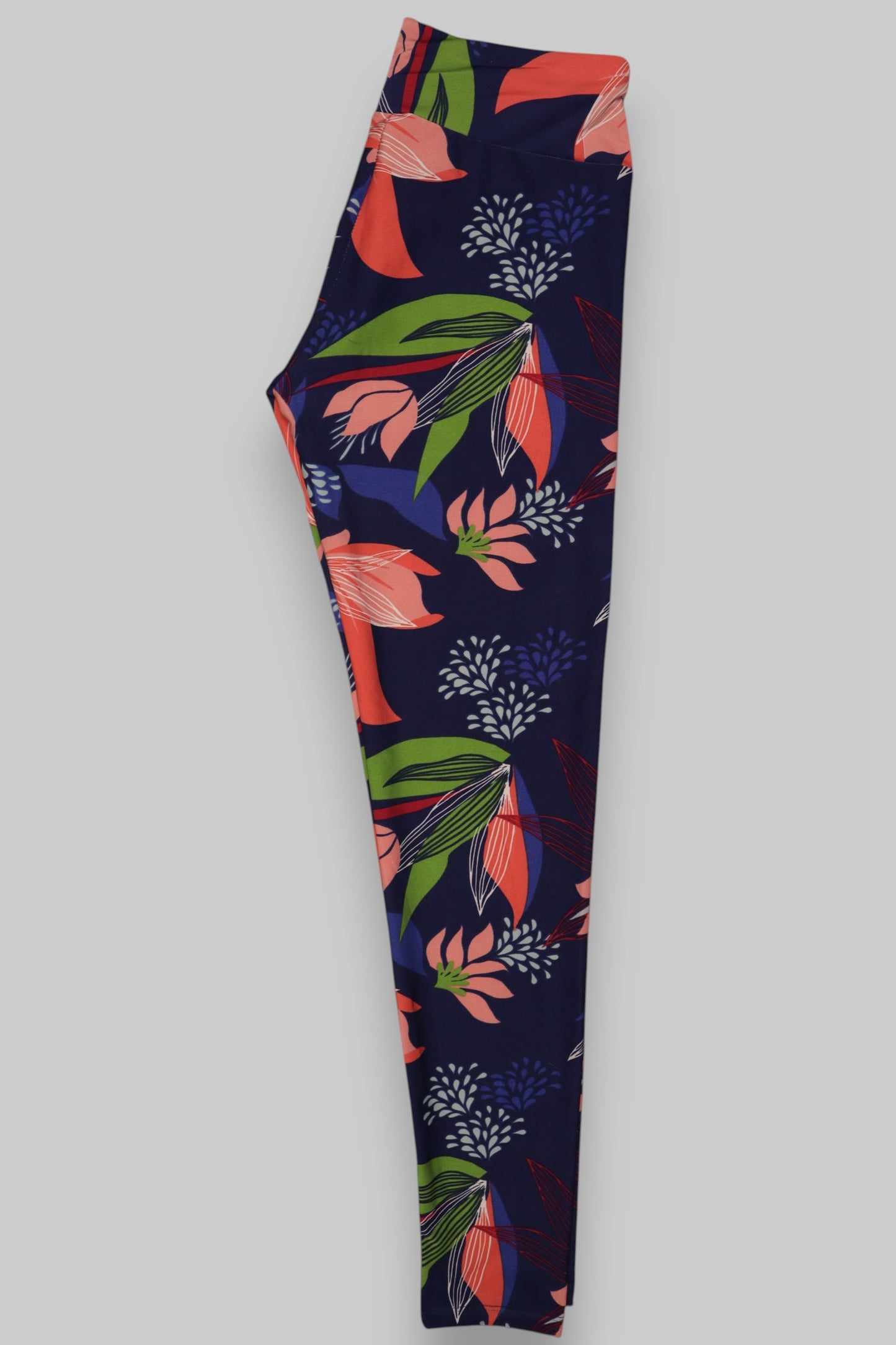 Oxer Performance Floral Athletic Leggings – Navy & Coral (Size P / Small)