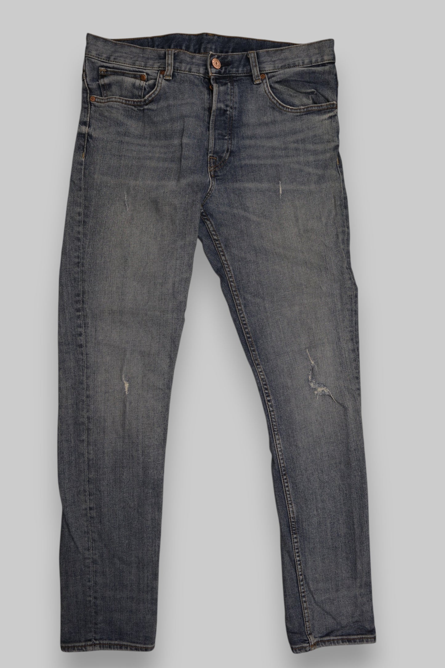 8Denim Slim Fit Jeans – Dark Blue Wash with Distressed Details