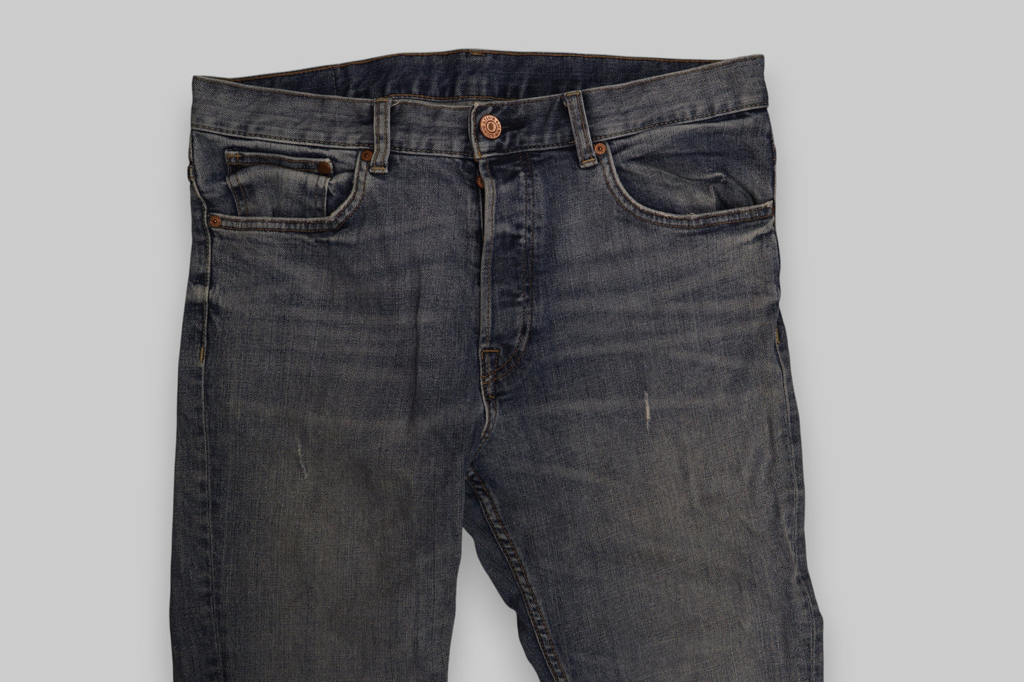 8Denim Slim Fit Jeans – Dark Blue Wash with Distressed Details