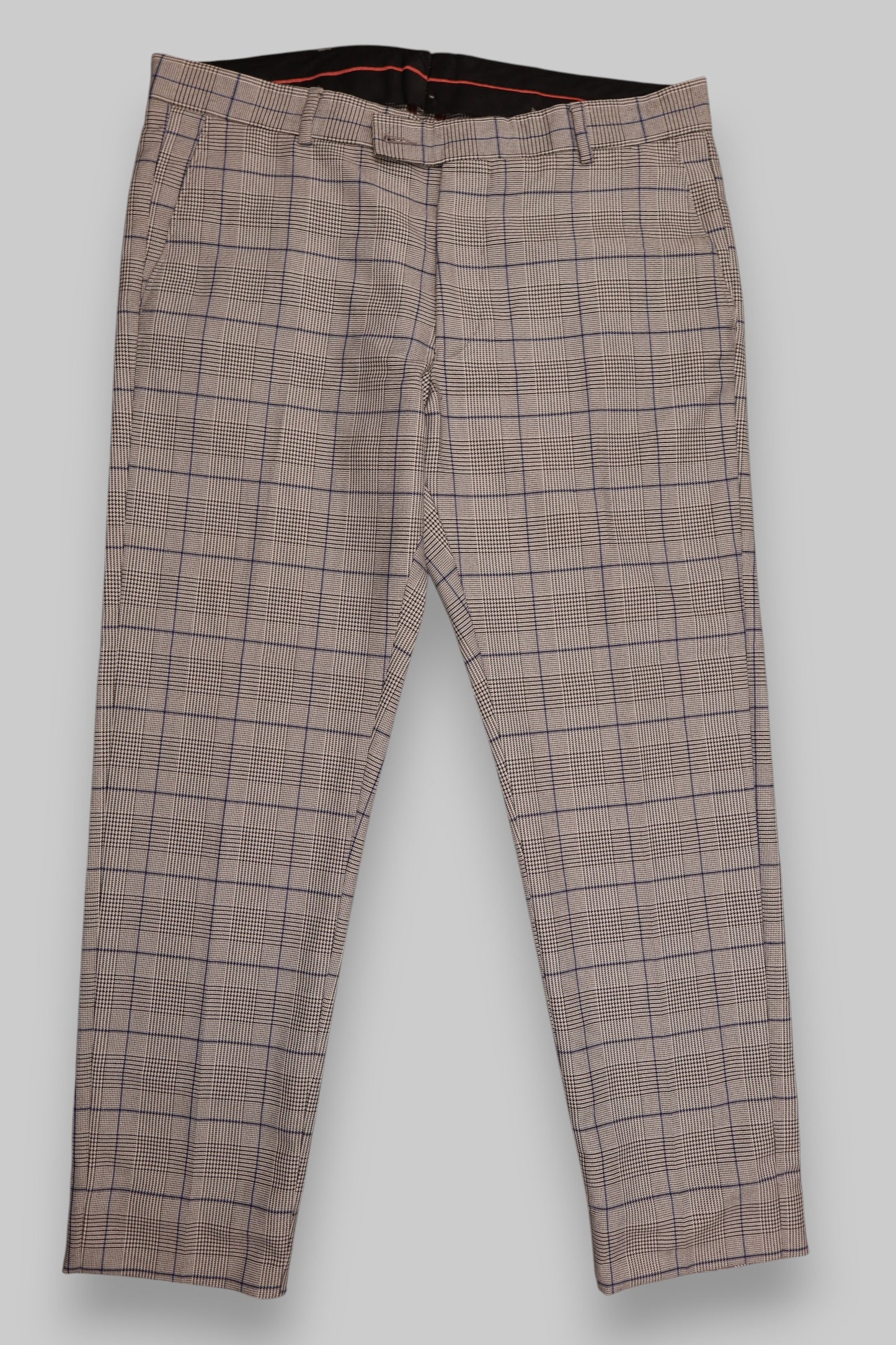 IKAO Tailored Glen Plaid Trousers – &nbsp;(Waist 33) Classic Pattern, Contemporary Fit