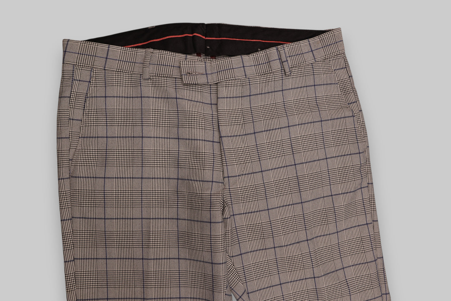 IKAO Tailored Glen Plaid Trousers – &nbsp;(Waist 33) Classic Pattern, Contemporary Fit