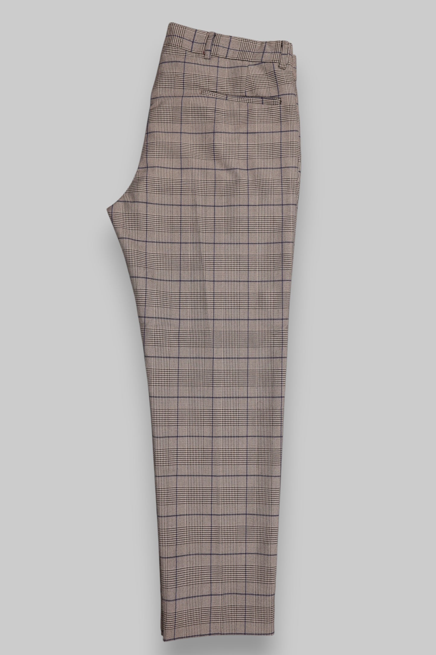 IKAO Tailored Glen Plaid Trousers – &nbsp;(Waist 33) Classic Pattern, Contemporary Fit