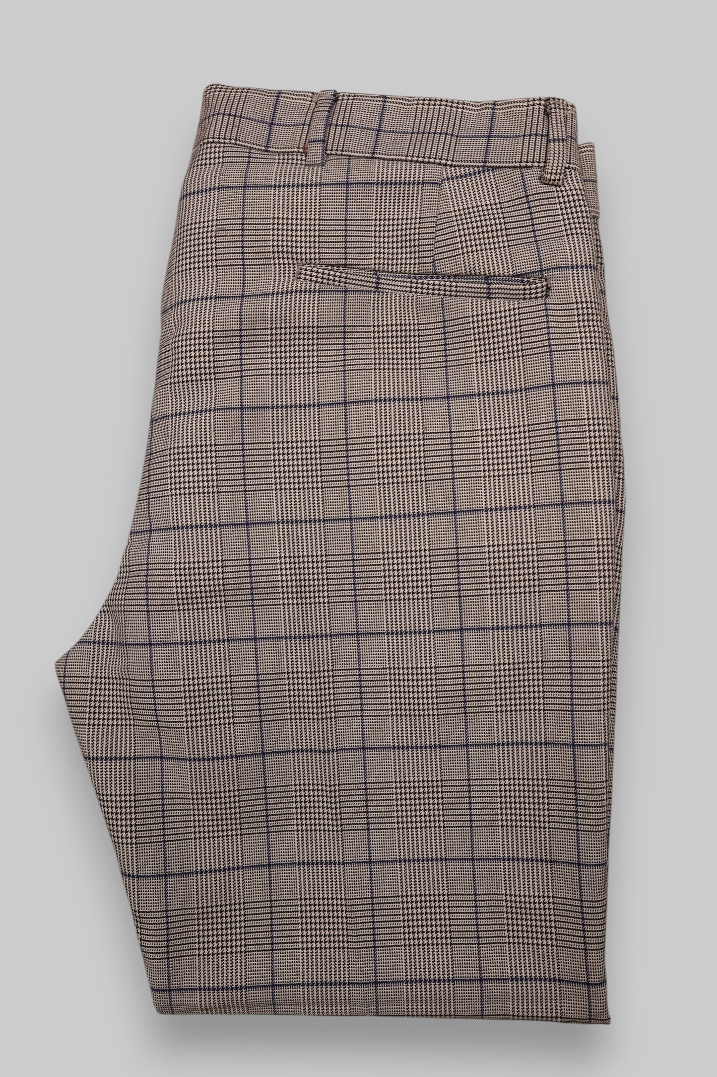 IKAO Tailored Glen Plaid Trousers – &nbsp;(Waist 33) Classic Pattern, Contemporary Fit