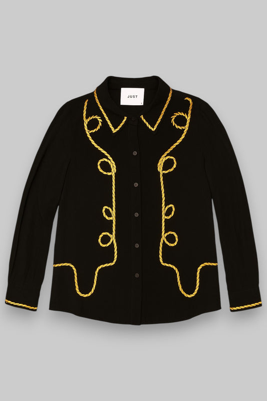 JUST FEMALE “Wylie” Embroidered Long-Sleeve Shirt