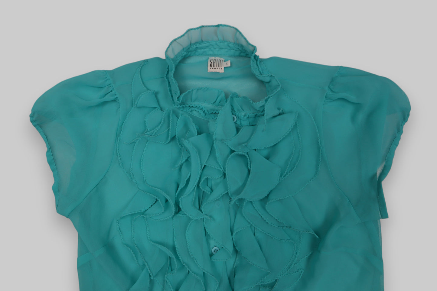 Saint Tropez Turquoise Ruffle Blouse