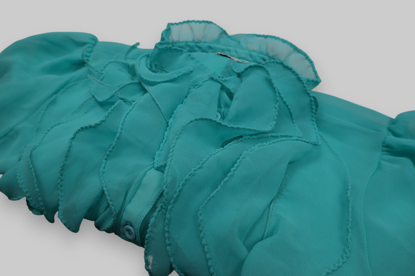 Saint Tropez Turquoise Ruffle Blouse