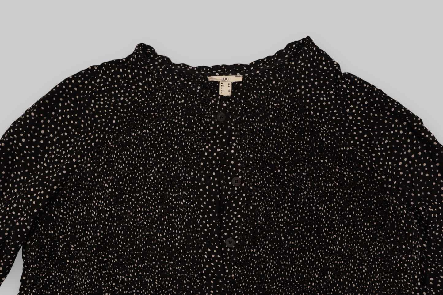 EDC by Esprit Black Polka Dot Ruffle Blouse