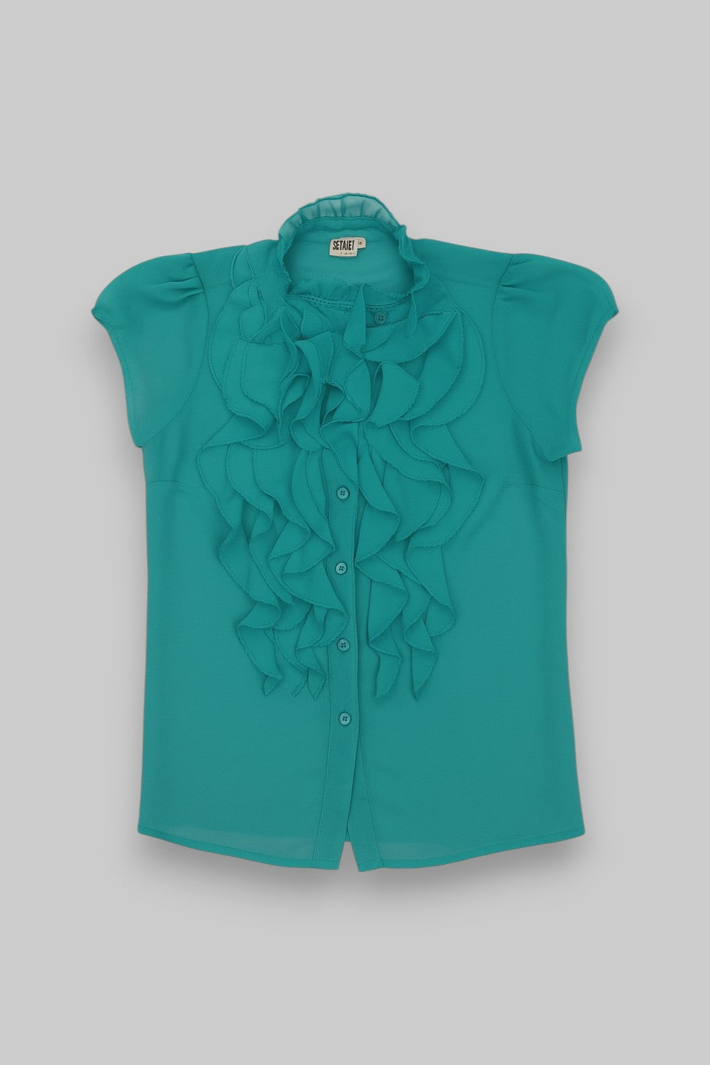 Saint Tropez Turquoise Ruffle Blouse