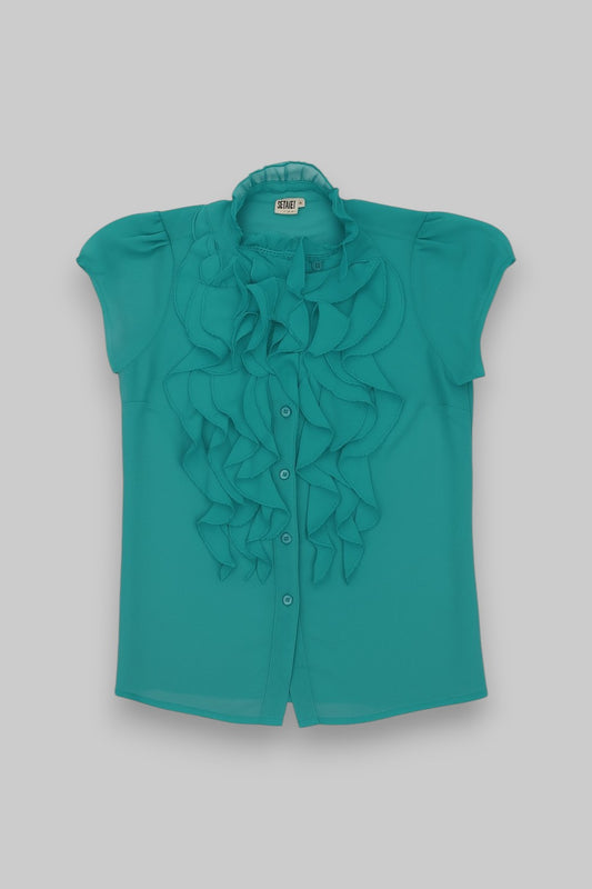 Saint Tropez Turquoise Ruffle Blouse