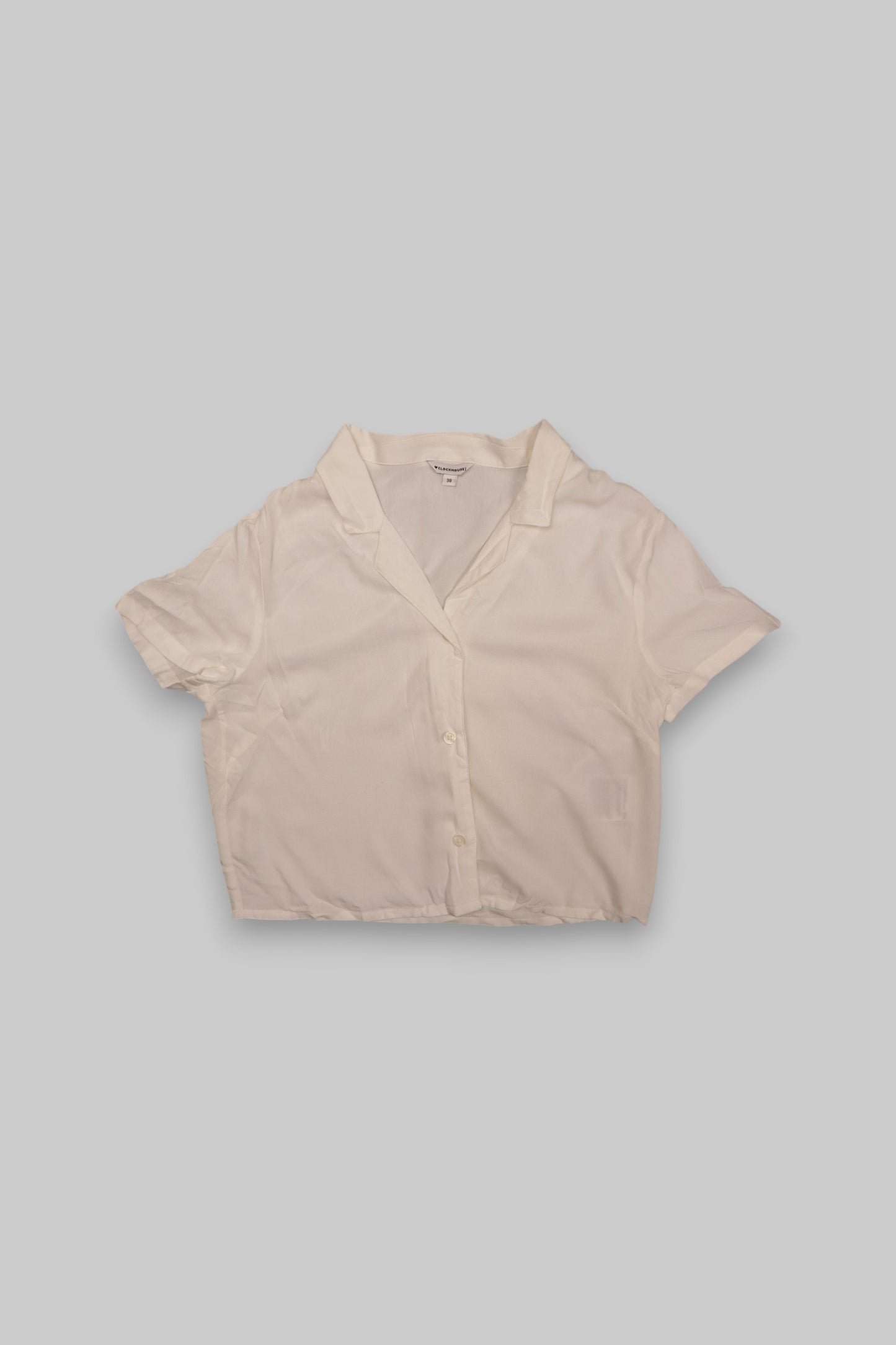 CLOCKHOUSE Off-White Short-Sleeve Button-Up Blouse