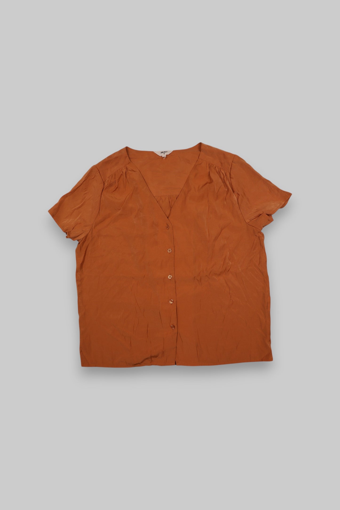 OBJECT Terracotta Short-Sleeve V-Neck Blouse