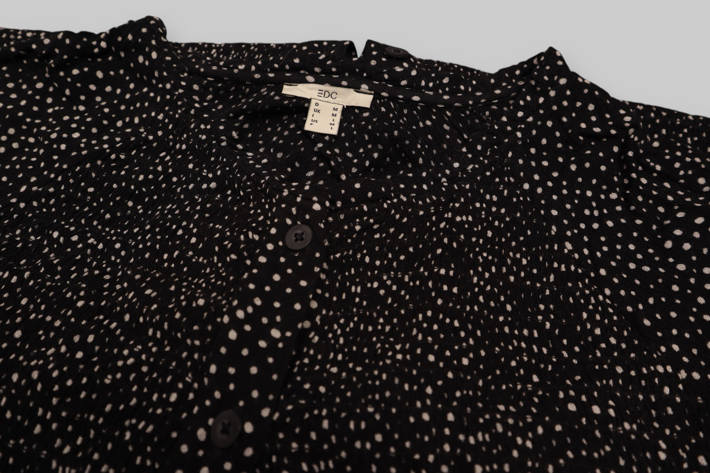 EDC by Esprit Black Polka Dot Ruffle Blouse