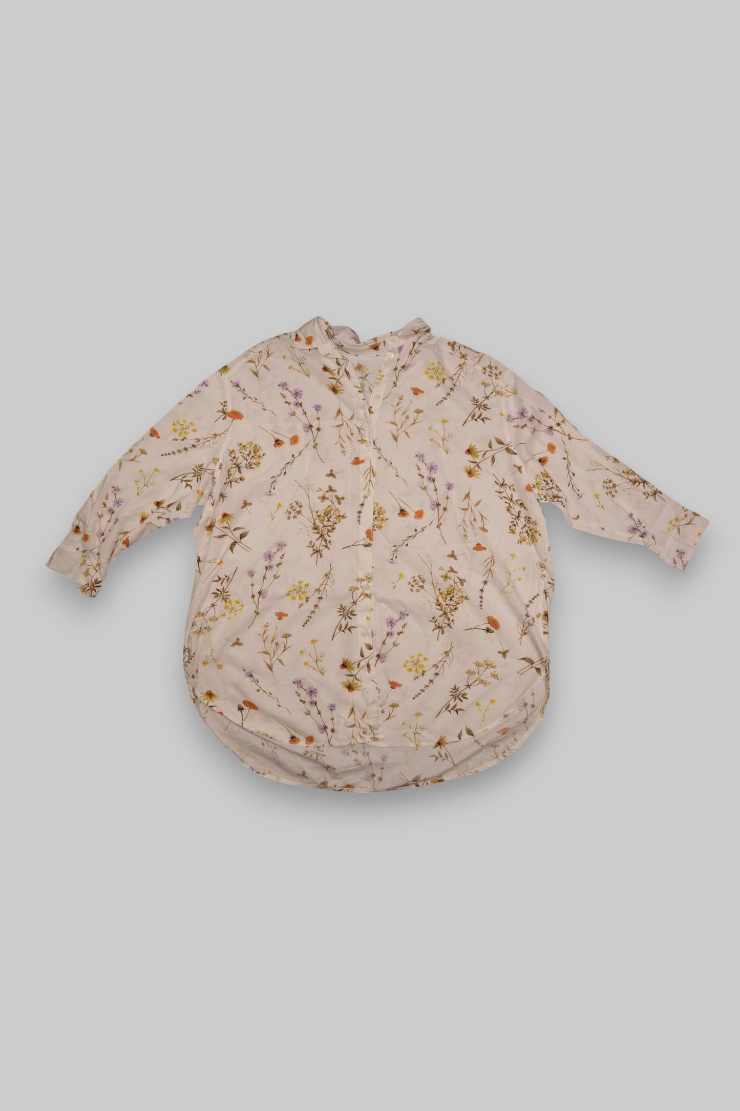 Women’s Off-White Botanical Floral Long-Sleeve Blouse