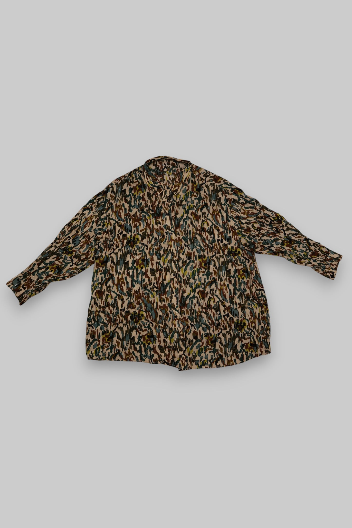 Women’s Abstract Camouflage-Inspired Long-Sleeve Blouse