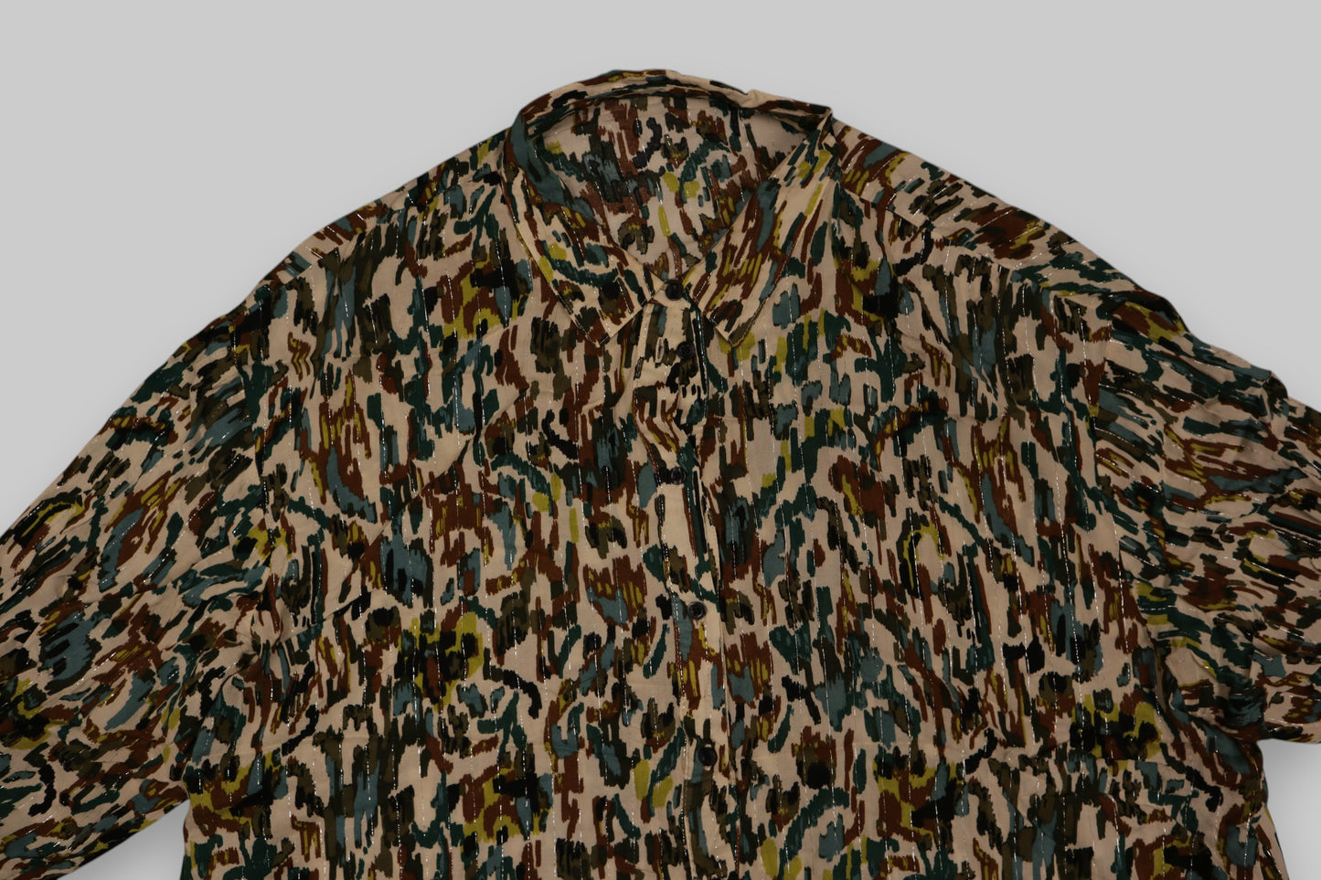 Women’s Abstract Camouflage-Inspired Long-Sleeve Blouse