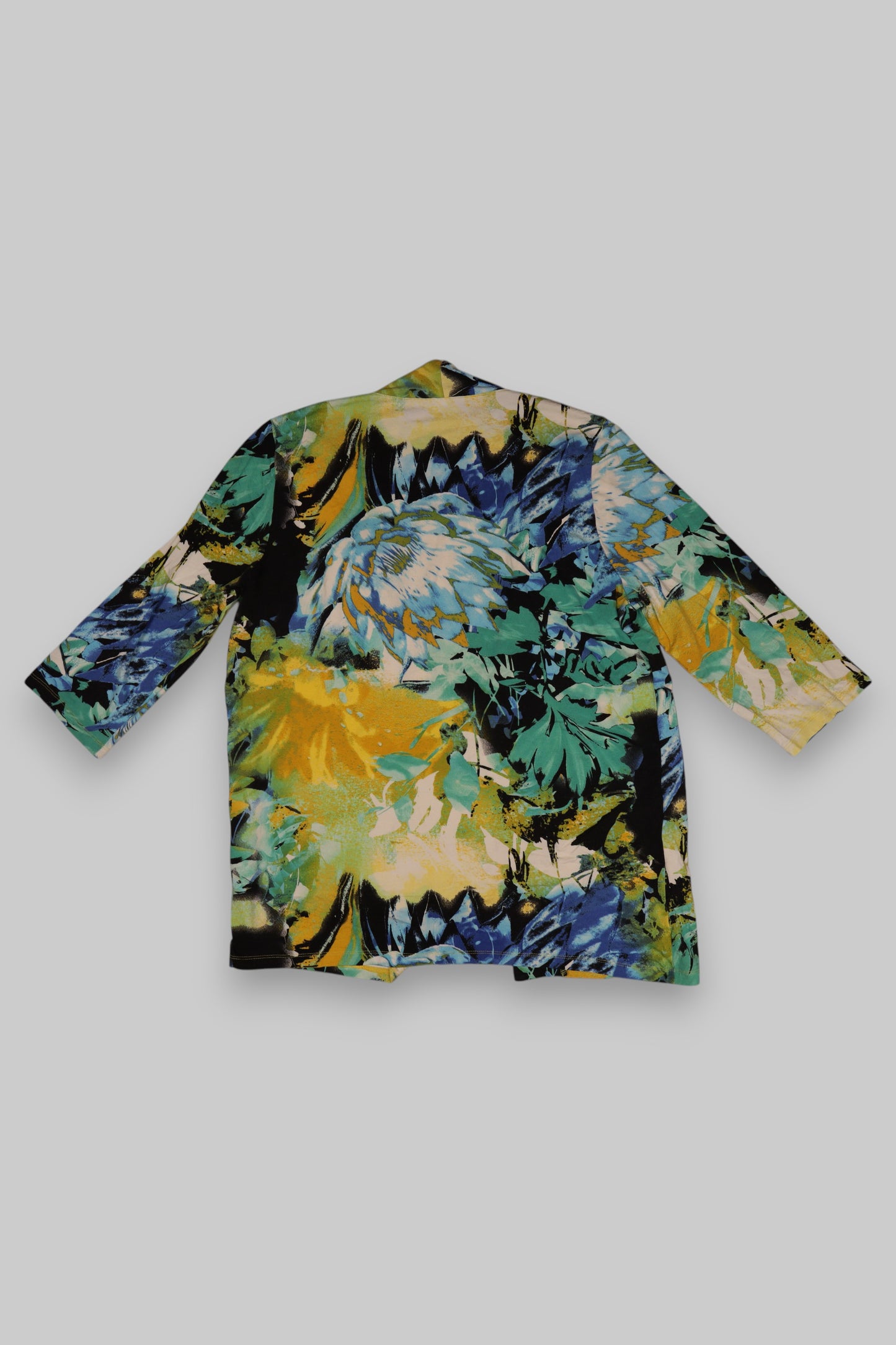 Multicolor Floral Kimono Jacket with Lining & Rhinestone Detail