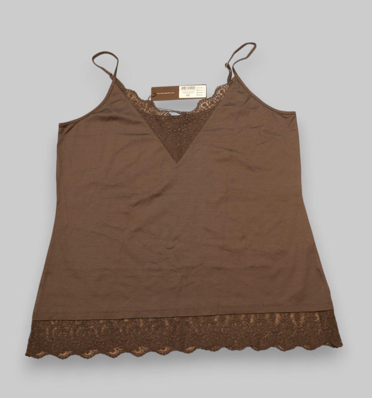 Chocolate Brown Lace-Trim Camisole – Expresssoffashion
