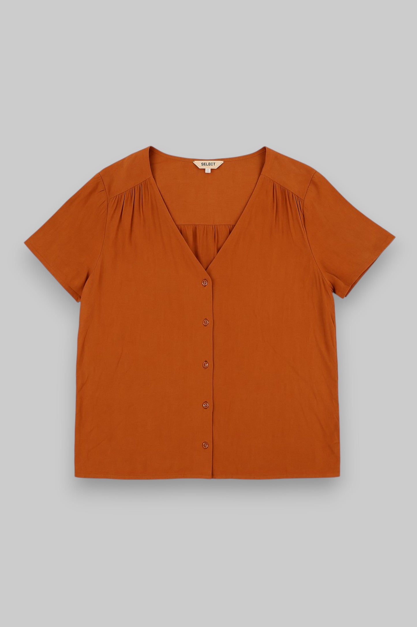OBJECT Terracotta Short-Sleeve V-Neck Blouse