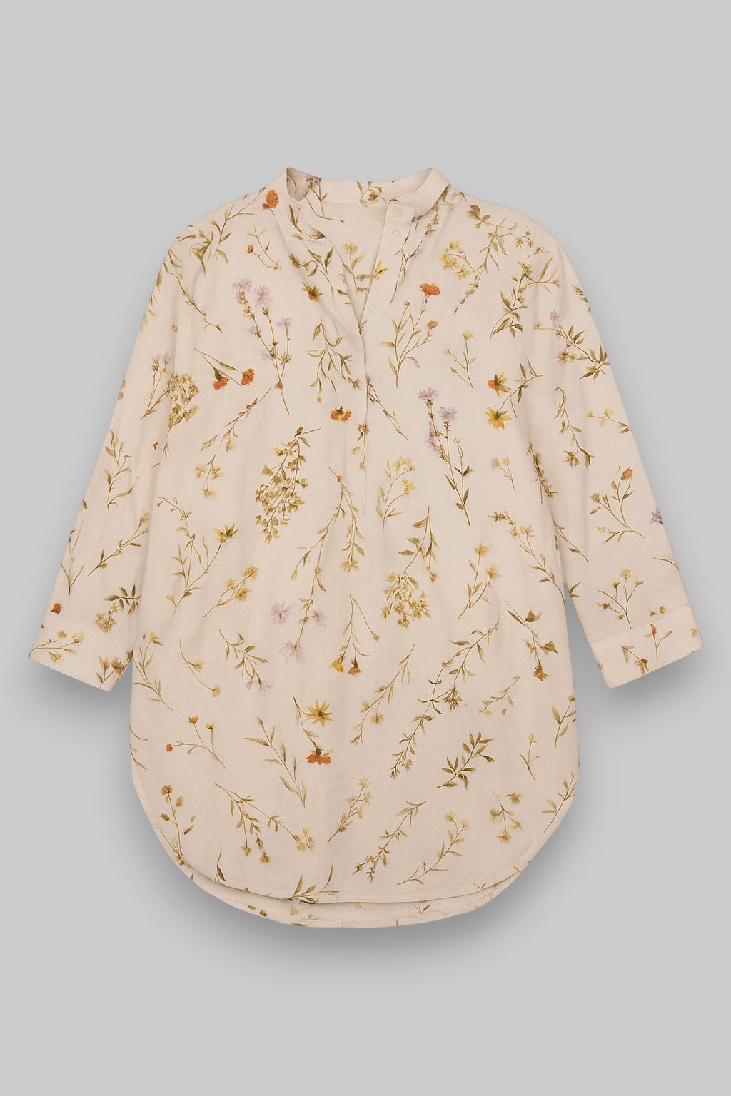 Women’s Off-White Botanical Floral Long-Sleeve Blouse