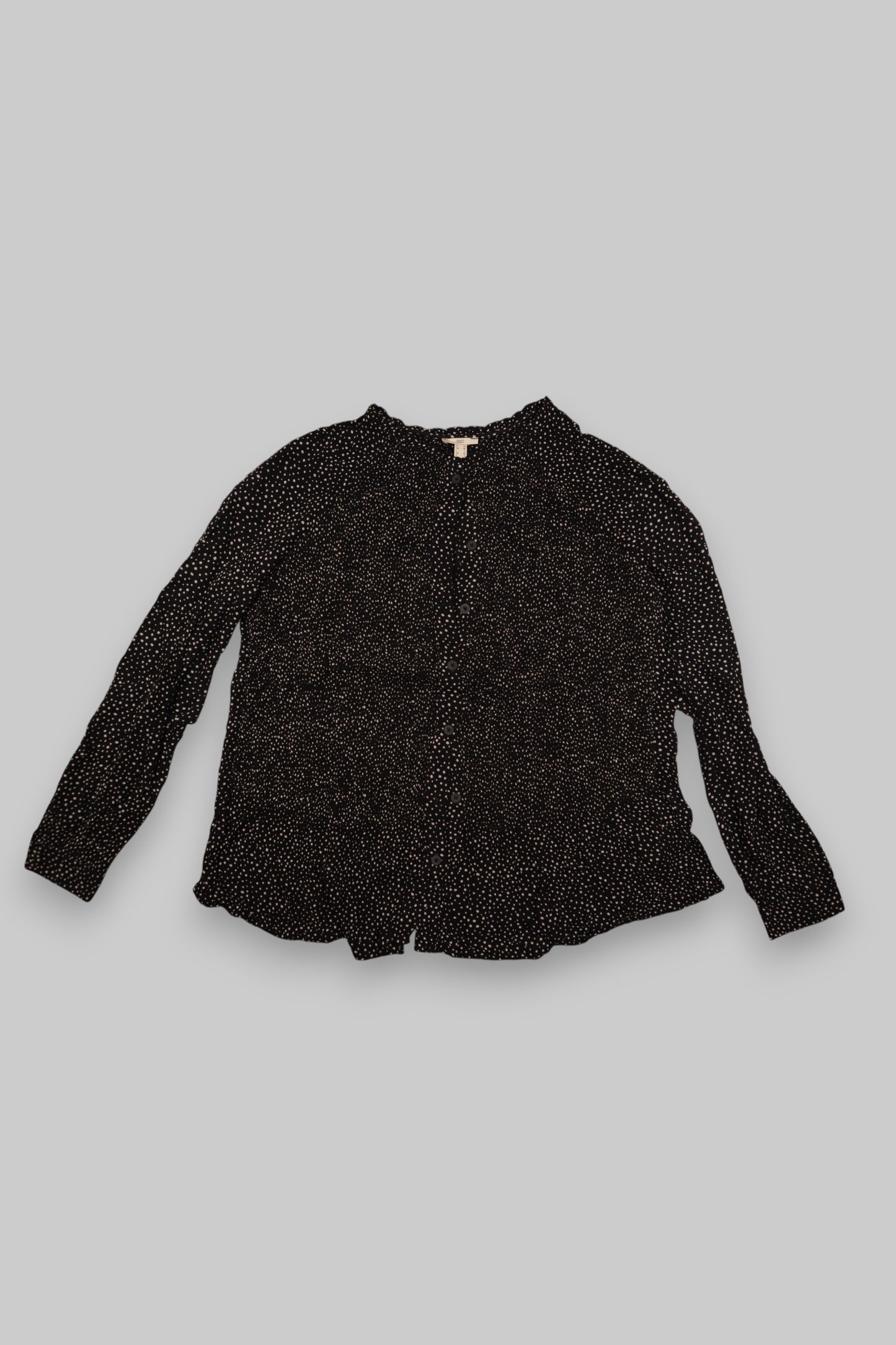 EDC by Esprit Black Polka Dot Ruffle Blouse